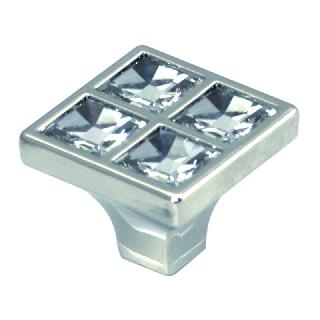 TIRADOR CUADRADO CROMO BRILLO+CRISTAL SWAROVSKI 27X27MM