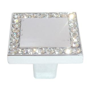 TIRADOR CUADRADO CROMO BRILLO+CRISTAL 35X35